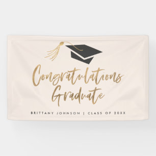 Modern Gold Foil Cap Herzlichen Glückwunsch Abschl Banner