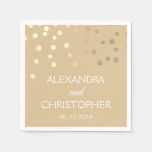 Modern Gold Foil Confetti Wedding Serviette