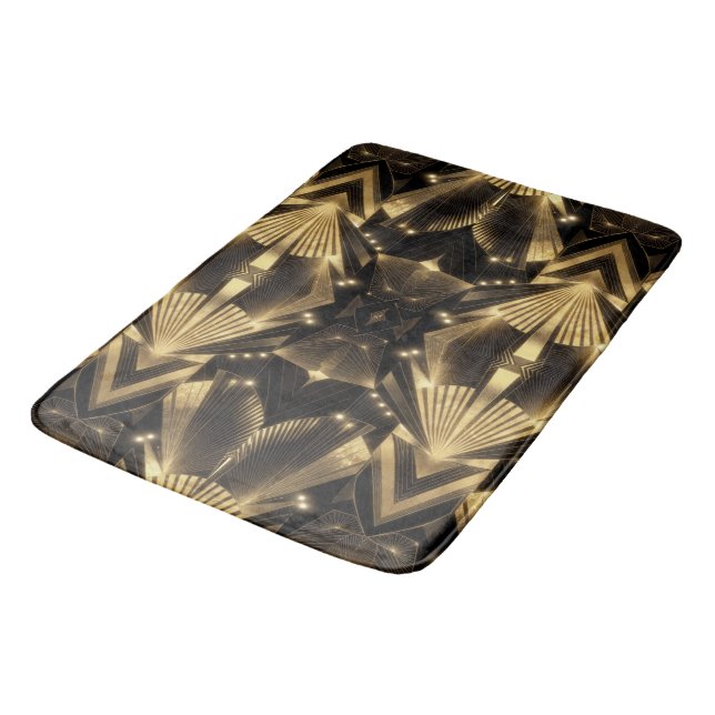 Modern Gold Foil Elegance Neo Art Deco Badematte (Schrägansicht)