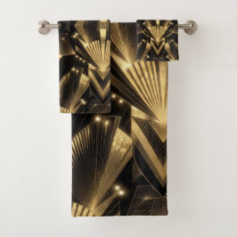 Modern Gold Foil Elegance Neo Art Deco Badhandtuch Set