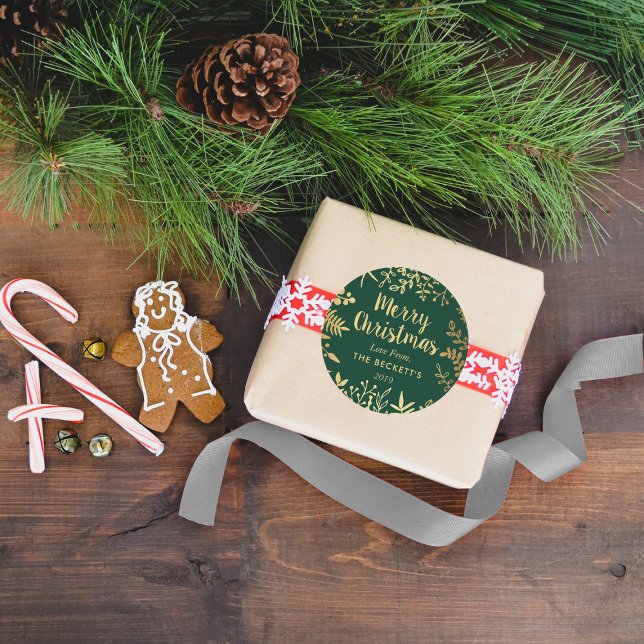 Modern Gold Foil Folies Weihnachten Runder Aufkleber (Von Creator hochgeladen)