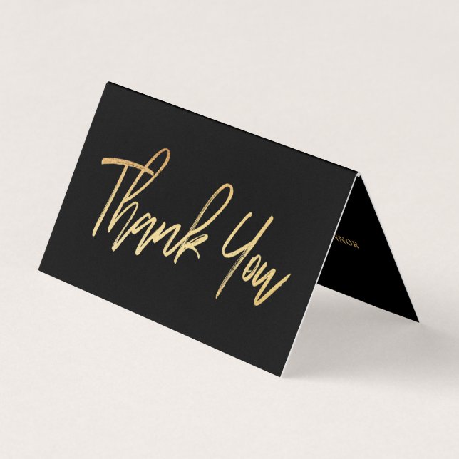 Modern Gold Foil Script Wedding Dankeschön Card Visitenkarten (Vorderseite)
