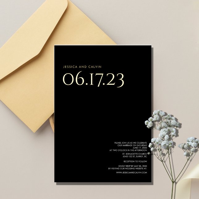 Modern Gold Foil Text Wedding Invitation Folieneinladung (Von Creator hochgeladen)