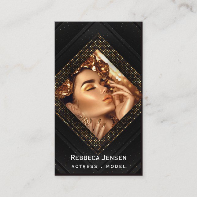 Modern gold frame actor model singer dancer photo visitenkarte (Vorderseite)