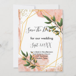 Modern Gold Frame Elfenbeingrün Save the Date Einladung