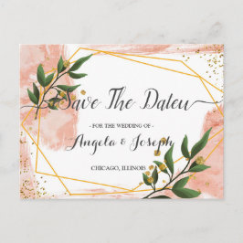 Modern Gold Frame Elfenbeingrün Save the Date Postkarte