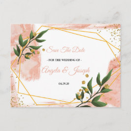 Modern Gold Frame Elfenbeingrün Save the Date Postkarte