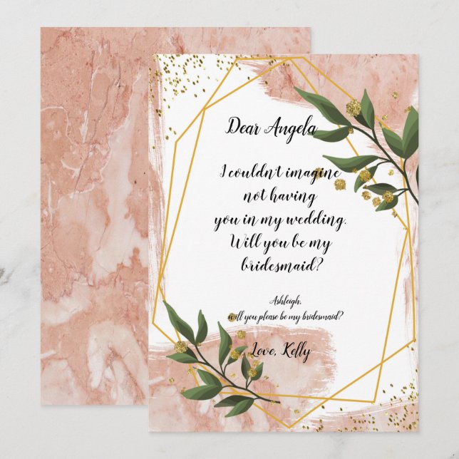 Modern Gold Frame Ivory wird meine Brautjungfrau s Einladung (Vorne/Hinten)