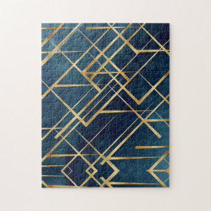 Modern Gold Geometric Blue Design