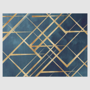 Modern Gold Geometric Blue Design Seidenpapier