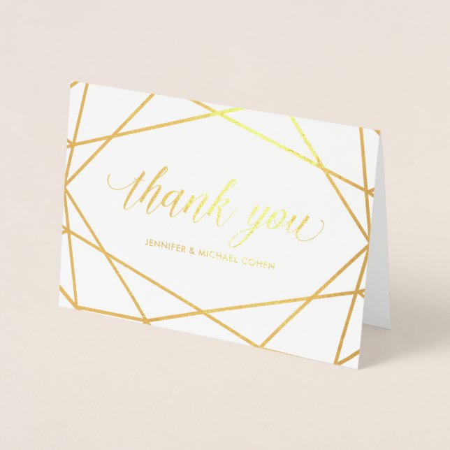 Modern Gold Geometric | Danke Folienkarte (Vorderseite)