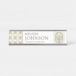 Modern Gold Geometric Desk Name Plate Schreibtischnamensplakette
