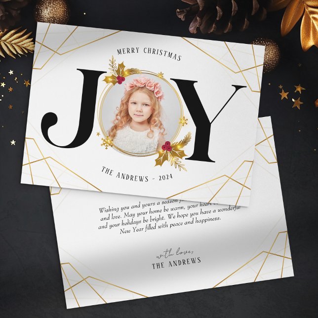 Modern Gold Geometric Family Foto Weihnachten (Von Creator hochgeladen)