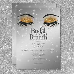 Modern Gold Glam Eyes Bridal Brunch Einladung