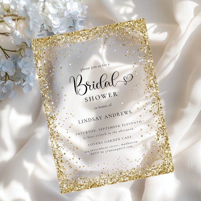 Modern Gold Glitter Bridal Shower  Acryleinladungen (Modern Gold Glitter Bridal Shower Acrylic Invitations)