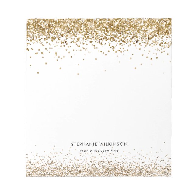 Modern Gold Glitter Notepad Notizblock (Vorderseite)