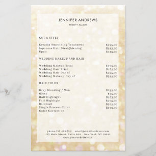 Modern Gold Glitter Salon Price List Flyer