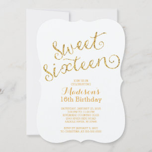Modern Gold Glitzer 16 . Geburtstag Geburtstagspar Einladung