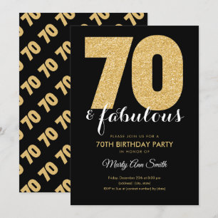 Modern Gold Glitzer 70 & Fabulous Geburtstagsparty Einladung