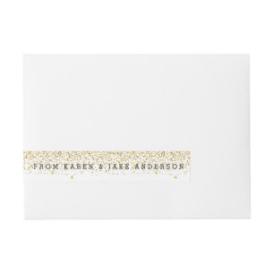 Modern Gold Glitzer Confetti & Name Rundum-Adressaufkleber
