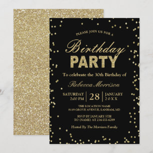Modern Gold Glitzer Glitzern Birthday Party Einladung
