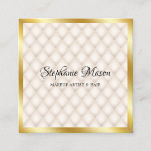 Modern Gold Glitzer Ivory Makeup Artist Elegant Quadratische Visitenkarte