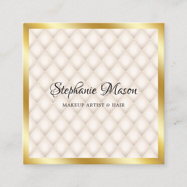 Modern Gold Glitzer Ivory Makeup Artist Elegant Quadratische Visitenkarte (Vorderseite)