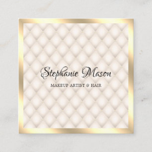 Modern Gold Glitzer Ivory Makeup Artist Elegant Quadratische Visitenkarte
