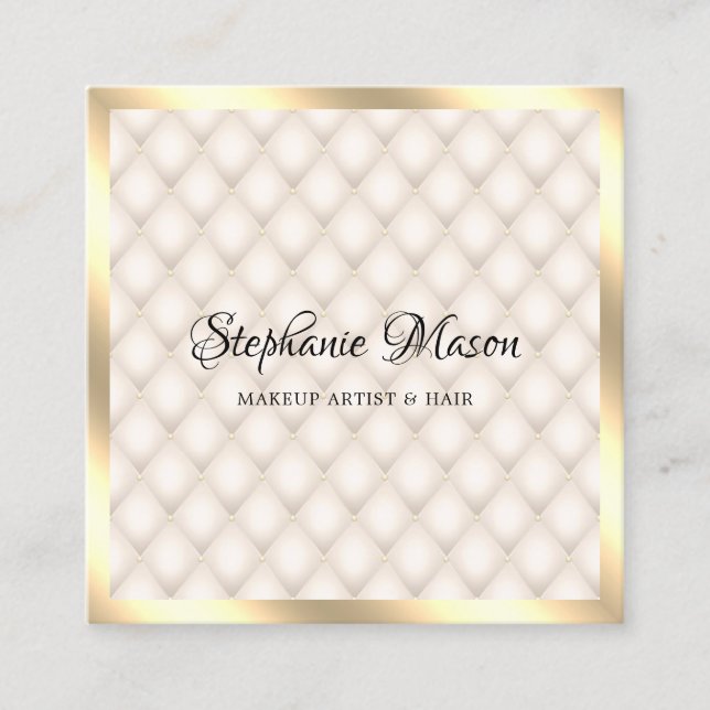 Modern Gold Glitzer Ivory Makeup Artist Elegant Quadratische Visitenkarte (Vorderseite)