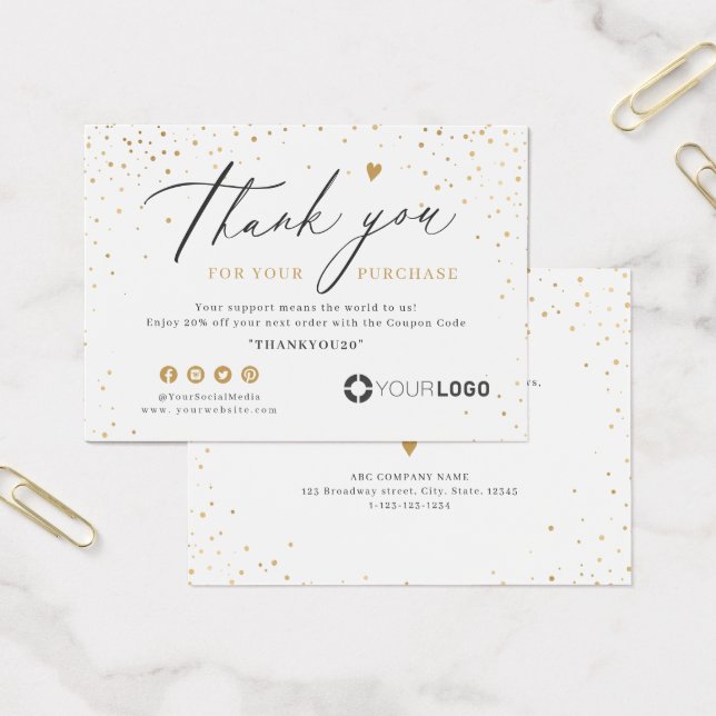 Modern gold gold glitter business logo thank you e (Büro)