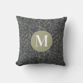 Modern Gold GreenYellow Fall White Monogram Kissen