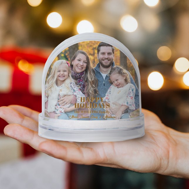 Modern Gold Happy Holidays Foto Snow Globe Schneekugeln (Von Creator hochgeladen)