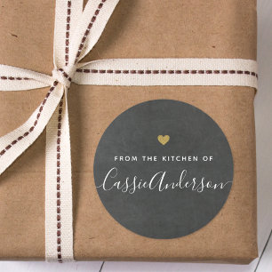 Modern Gold Heart Chalkboard From the Kitchen Runder Aufkleber