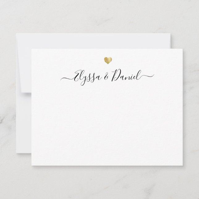 Modern Gold Heart Vielen Dank Script Individuelle  Mitteilungskarte (Vorderseite)