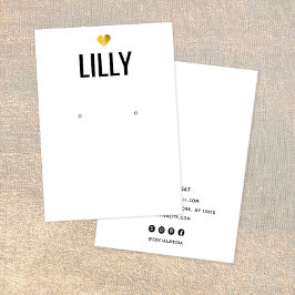 Modern Gold Heart White Oring Display Card