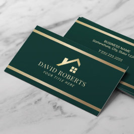 Modern Gold House Real Anwesen Realtor Dark Green Visitenkarte
