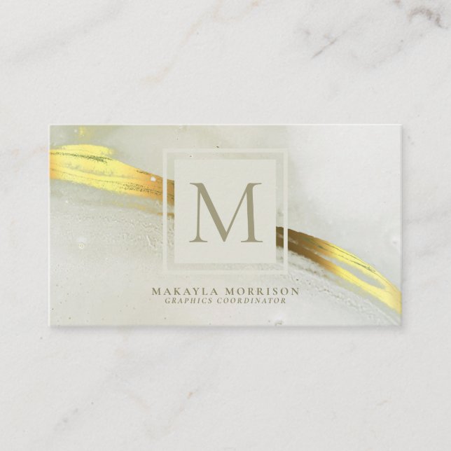 Modern Gold Ink Monogram Abstrakt Visitenkarte (Vorderseite)