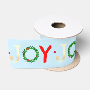 Modern Gold Joy Festivals Holly Wreath Blauer Himm Satinband