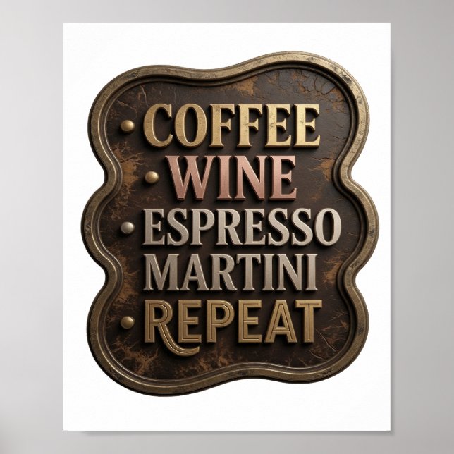 Modern Gold KAFFEE WEIN ESPRESSO MARTINI REPEAT Poster (Vorne)