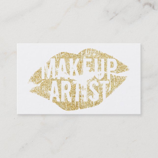 Modern Gold Kiss Bold Text Makeup Artist Visitenkarte (Vorderseite)