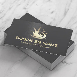 Modern Gold Lawn Care Logo Landscaping Service Visitenkarte