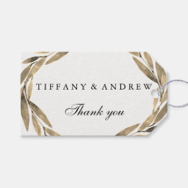 Modern Gold Leaf Wreath Wedding Gift Favor Tag Geschenkanhänger