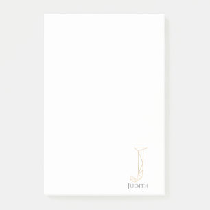 Modern Gold Letter J Monogram Personalisiert Post-it Klebezettel