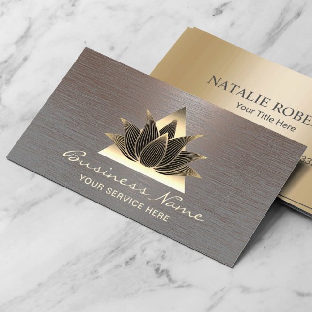 Modern Gold Lotus Logo Stilvoll mit Kupfer Salon W Visitenkarte (Von Creator hochgeladen)