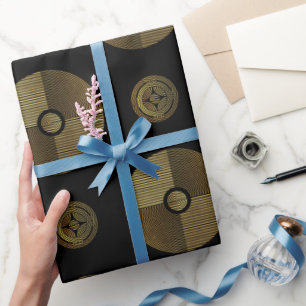 Modern Gold Luxus Art Deco Circles Geschenkpapier