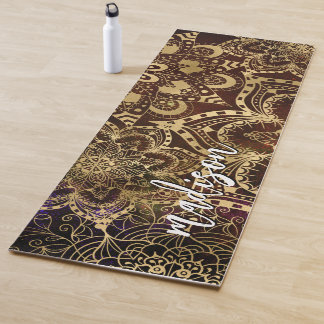 Modern Gold Mandala Pattern Custom Name Yogamatte