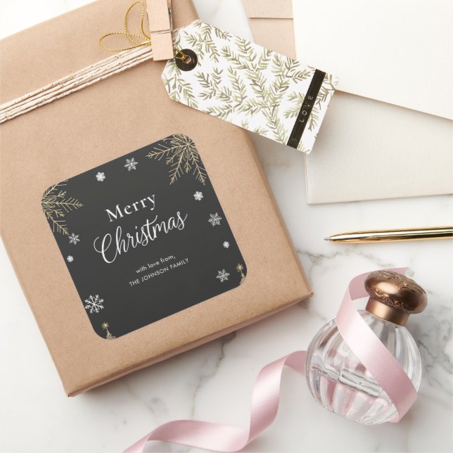 Modern Gold Merry Christmas Holiday Sticker (Schenken)