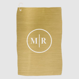 Modern Gold Metallic Monogram Golf Golfhandtuch
