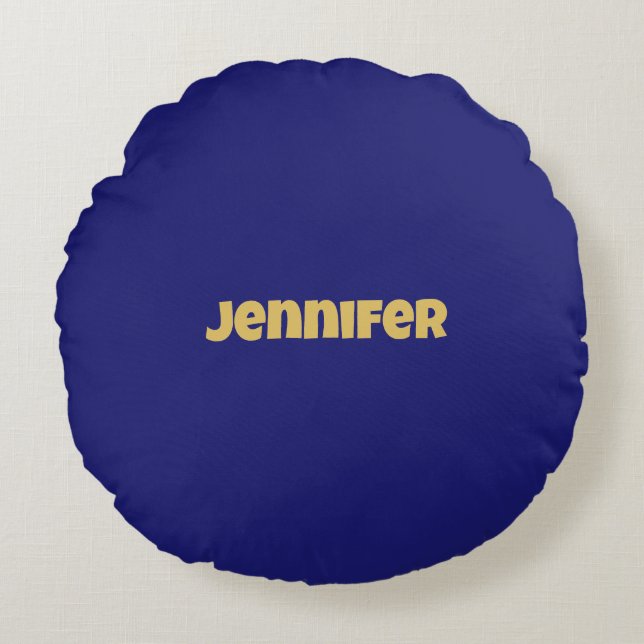 Modern Gold Midnight Blue Color Schlicht einzigart Rundes Kissen (Vorderseite)