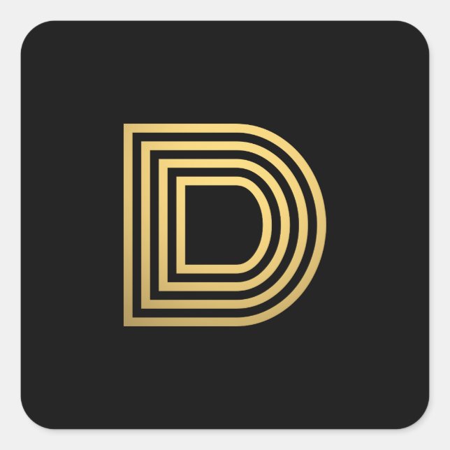 Modern Gold Monogram Quadratischer Aufkleber (Vorderseite)